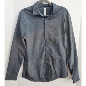 Lululemon Men’s Utility Tech Shirt Long Sleeve Hidden Buttons Grey Size Medium